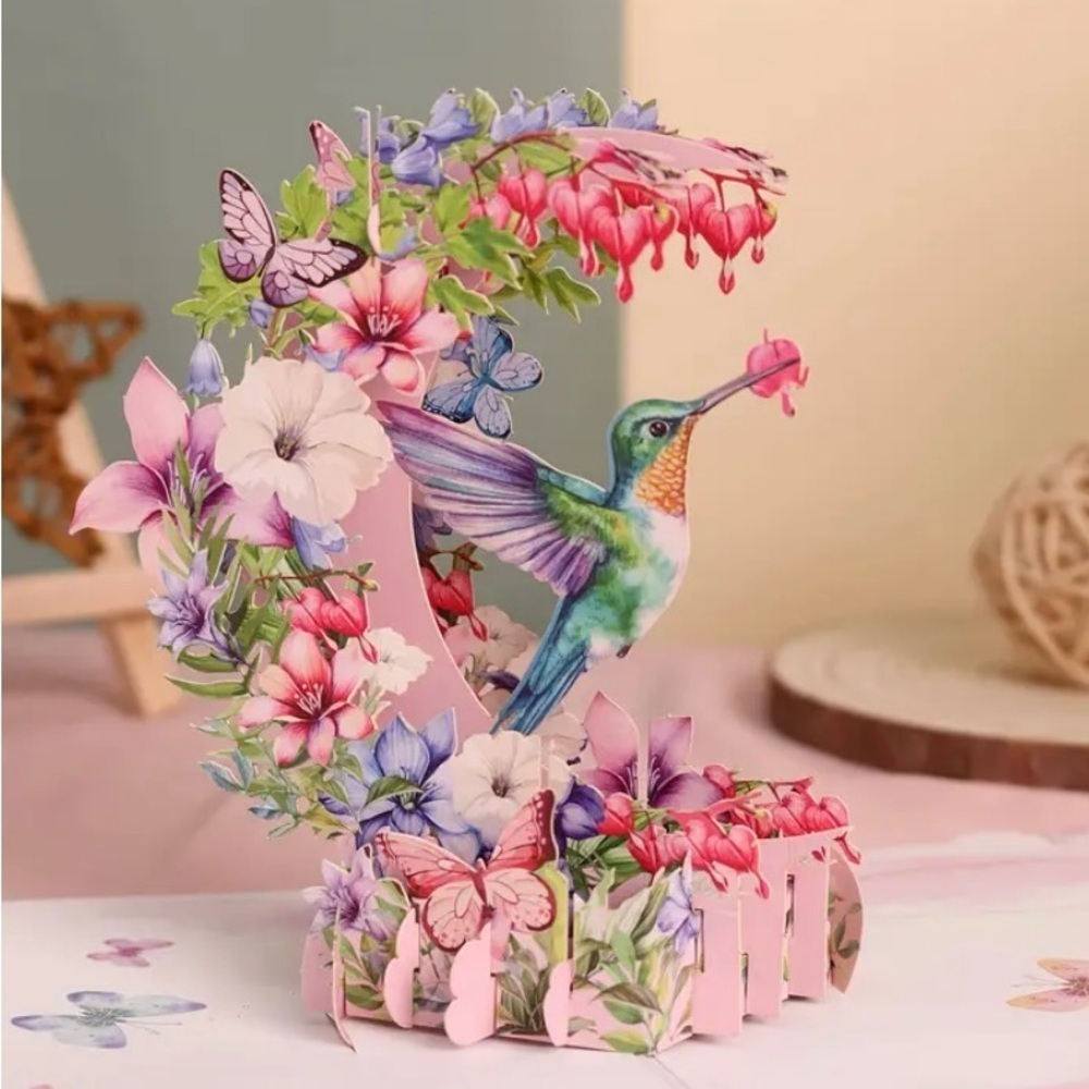 Floral Hummingbird 3D Card